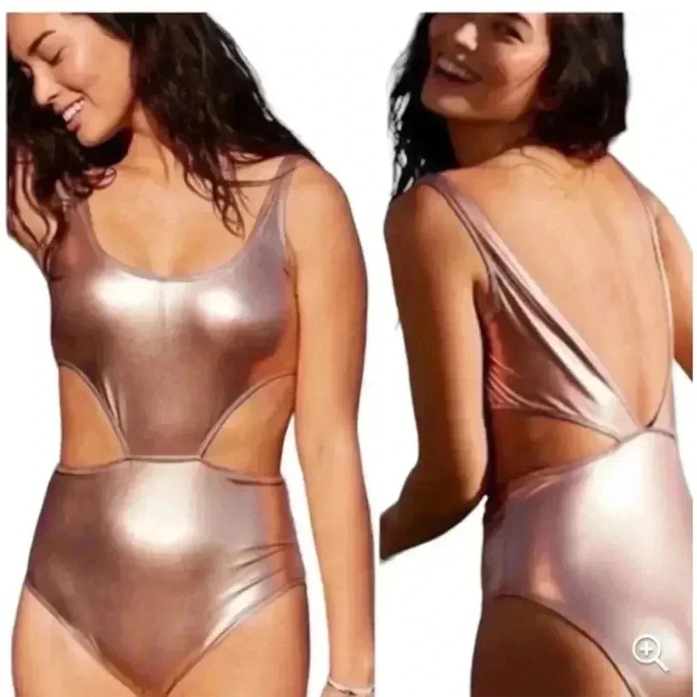 Aerie  boho metalic cut out swim suit